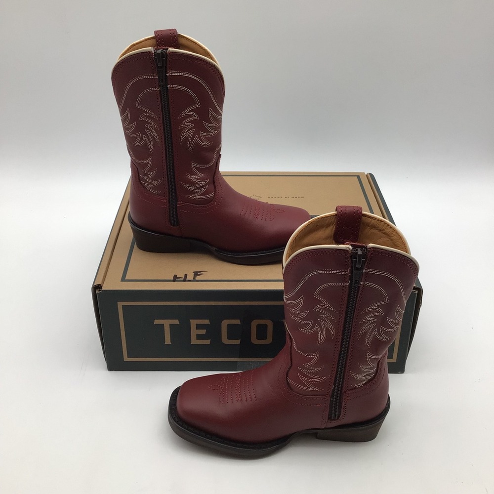 Tecovas The Annie Toddler Scarlet Cowhide Leather Western Boots Size 7C B NEW